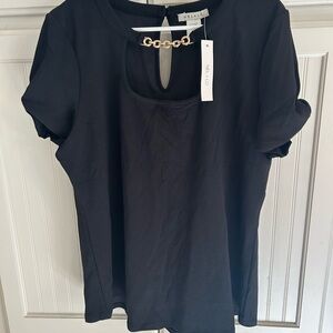 Nel & Lo Black Gold Chain Detail Women's Top
